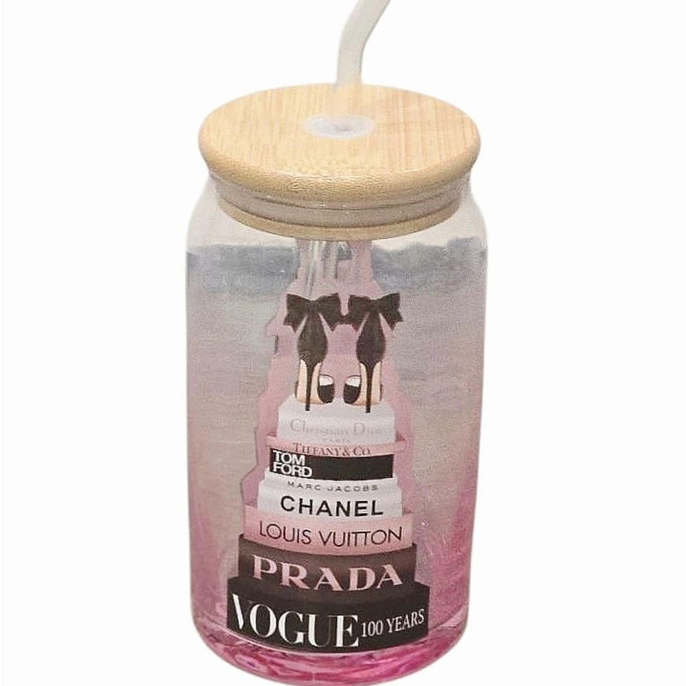 Amanda Greenwood Fashion Bookstack Glass Tumbler w/ Straw